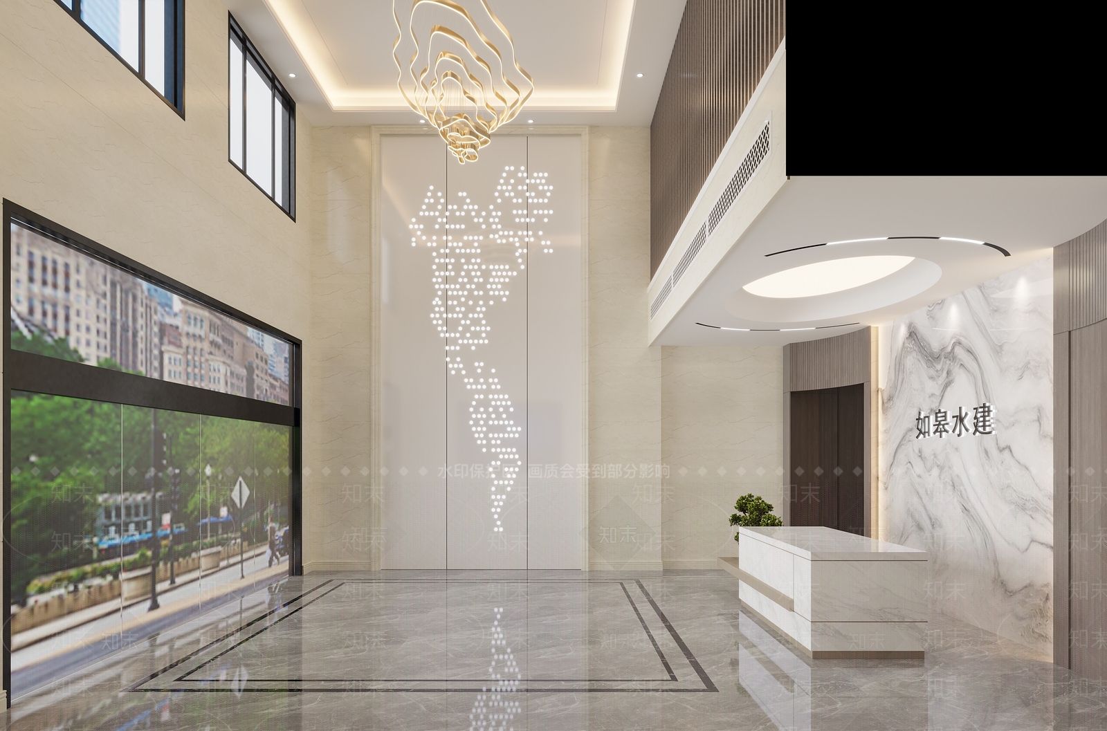现代公司大堂前台3D模型下载【ID:1116818235】