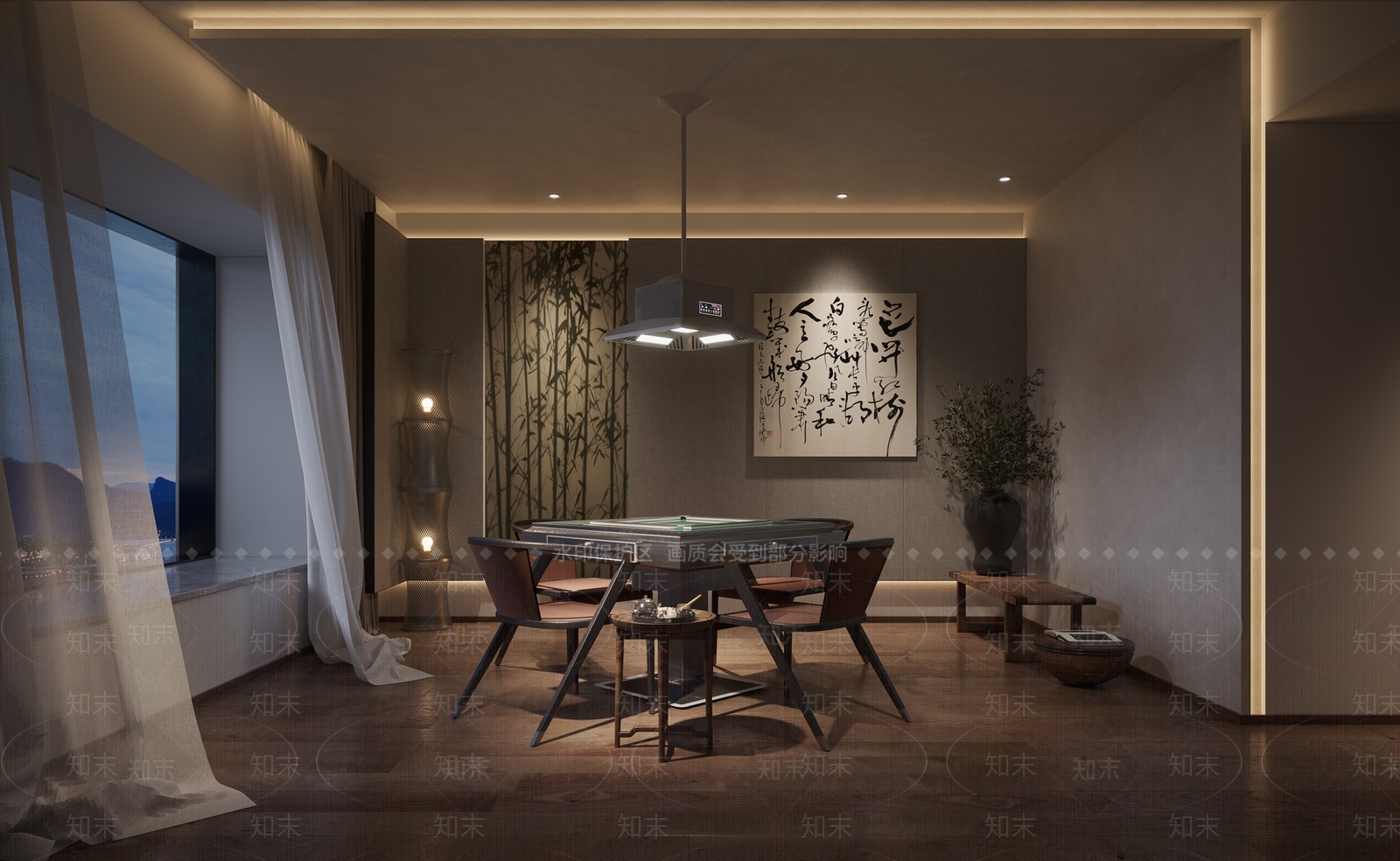 新中式棋牌室3D模型下载【ID:1116822637】