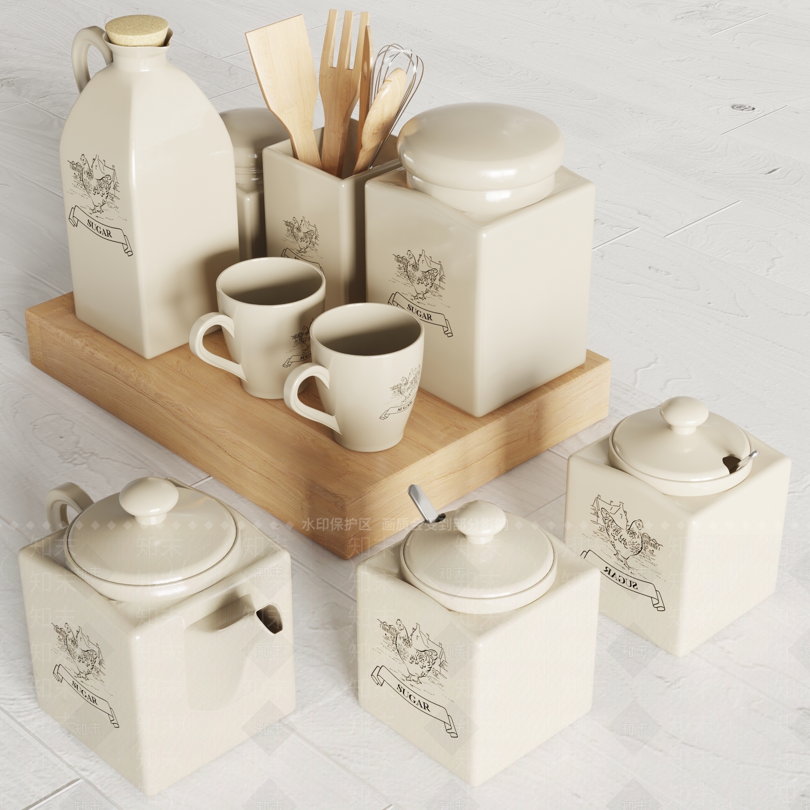 厨房用品组合SU模型下载【ID:1116828746】