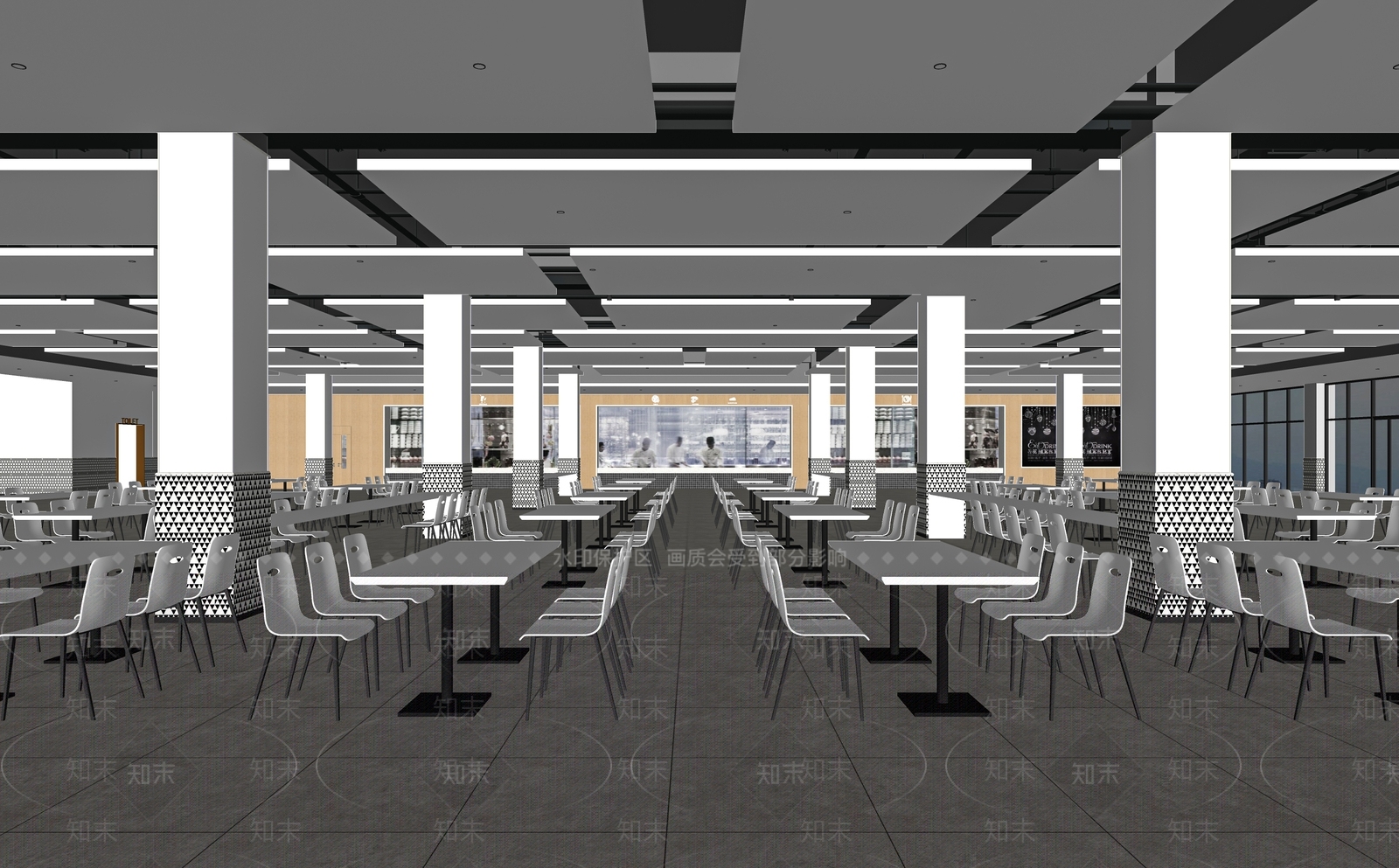 现代员工餐厅SU模型下载【ID:1116837290】