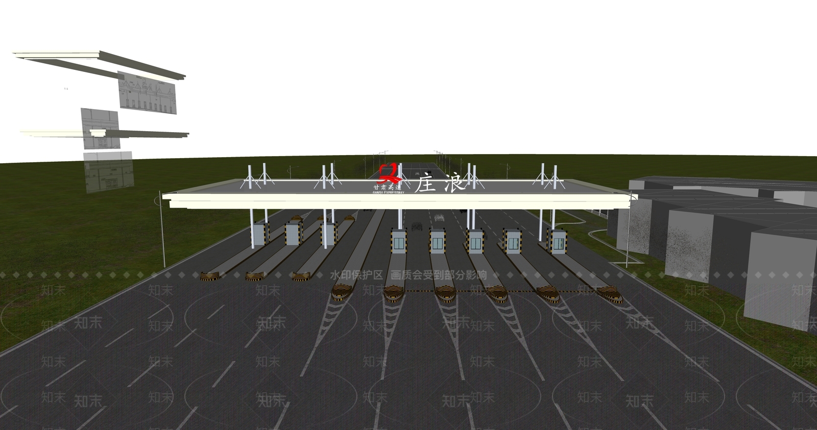 现代高速路口收费站SU模型下载【ID:1116841367】