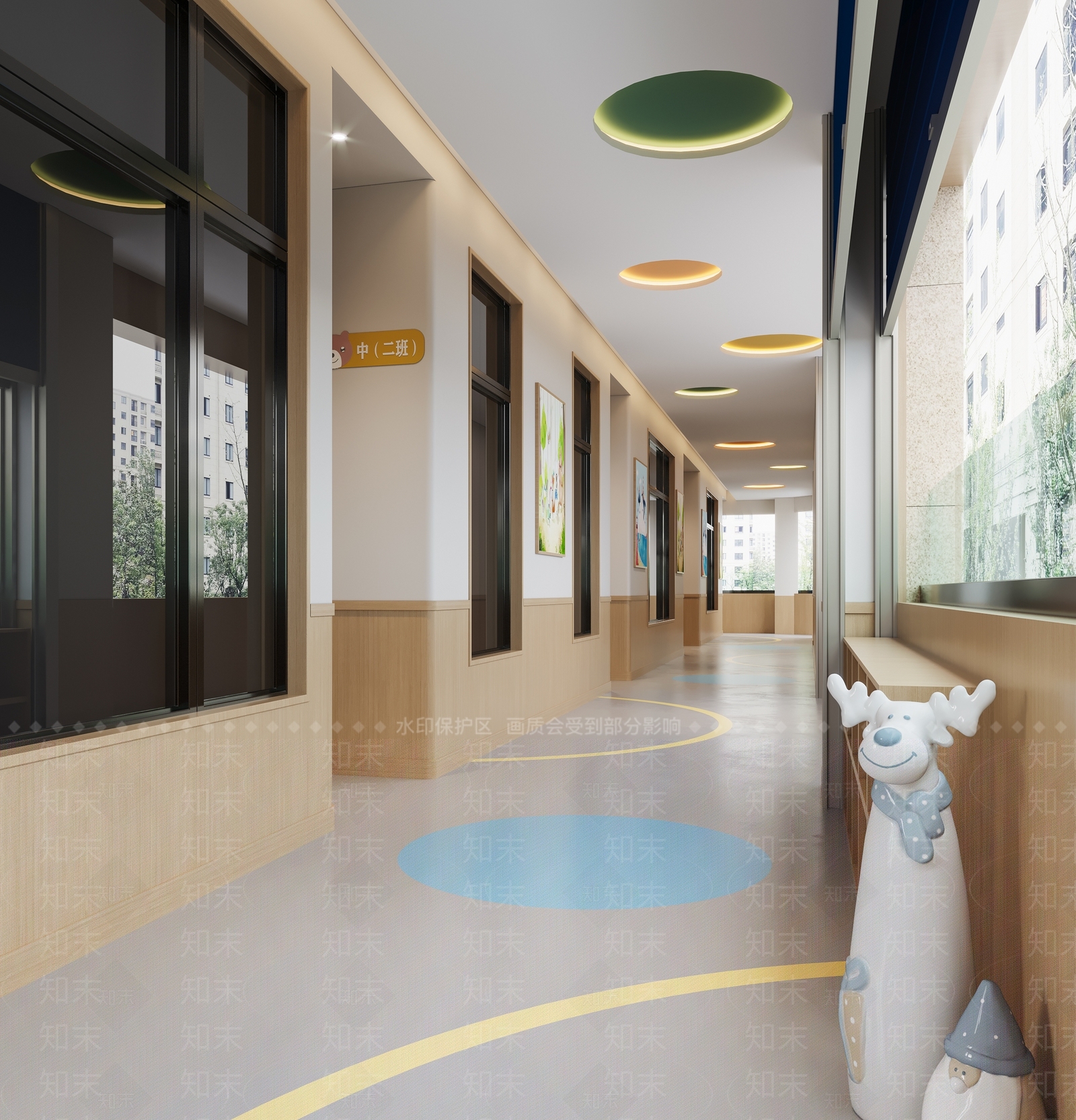 现代幼儿园过道3D模型下载【ID:1116841647】