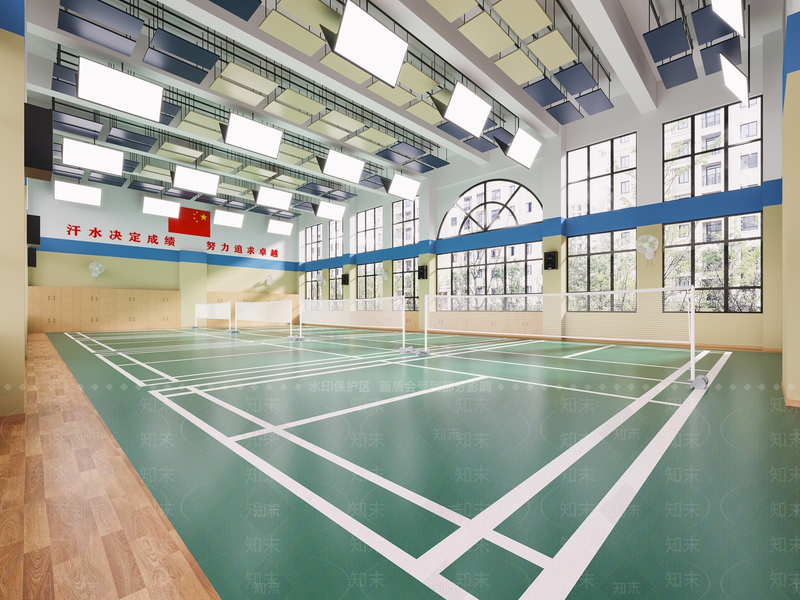 现代羽毛球场3D模型下载【ID:1116841844】