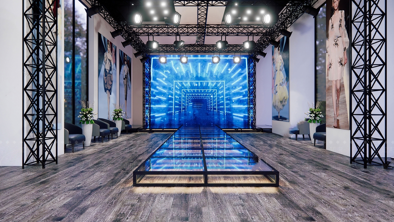 现代T台秀场发布会舞台SU模型下载【ID:1116841899】