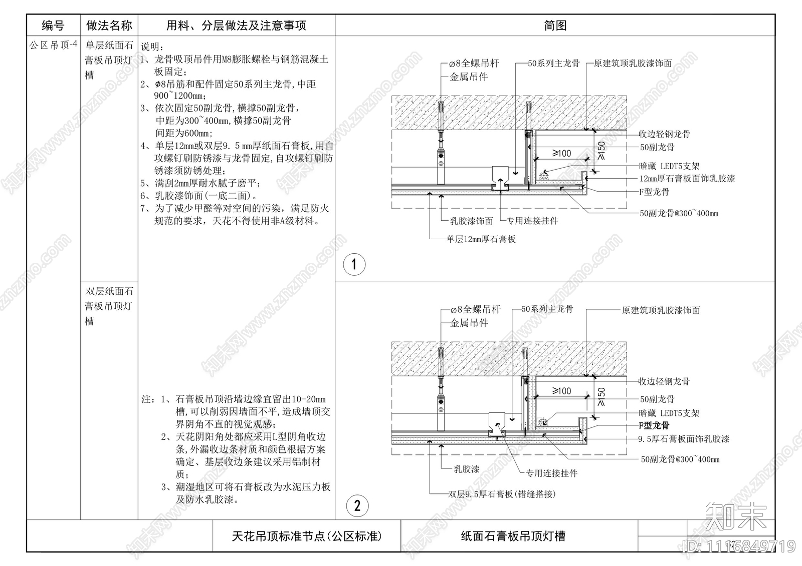 室内天花墙面节点图集施工图cad施工图下载【ID:1116849719】