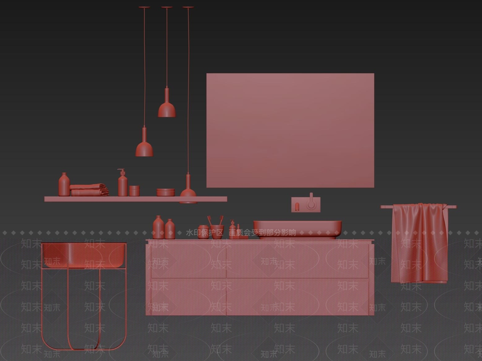 现代浴室柜3D模型下载【ID:1116855405】