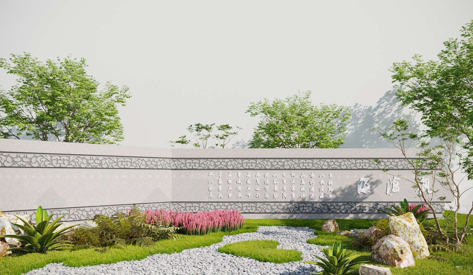 新中式景墙3D模型下载【ID:1116857942】