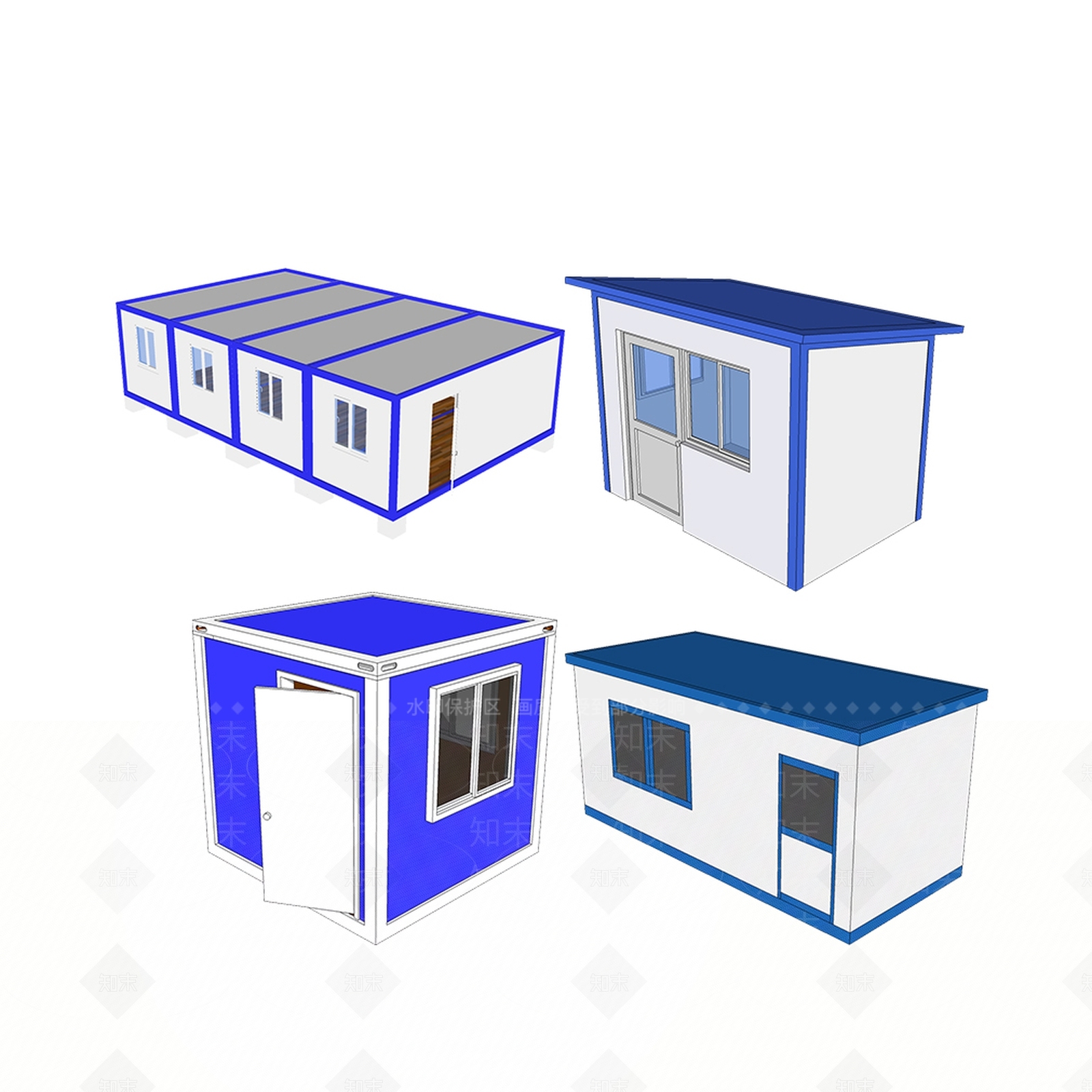 现代活动板房SU模型下载【ID:1116860285】
