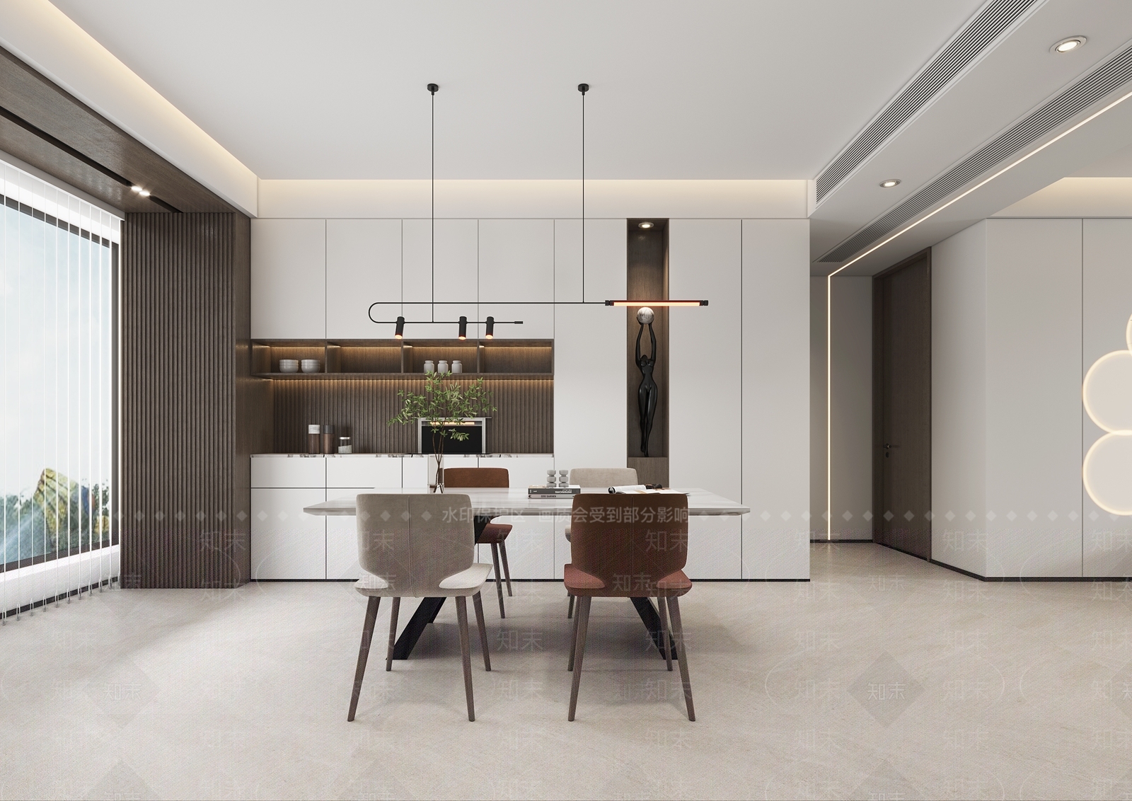 现代极简客餐厅3D模型下载【ID:1116886218】_知末3d模型网