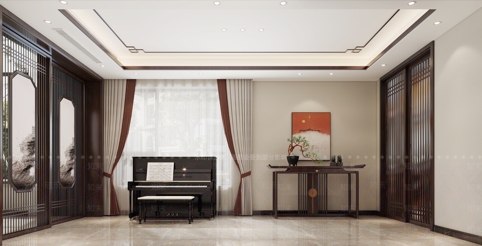 新中式家居钢琴房3D模型下载【ID:1116895061】