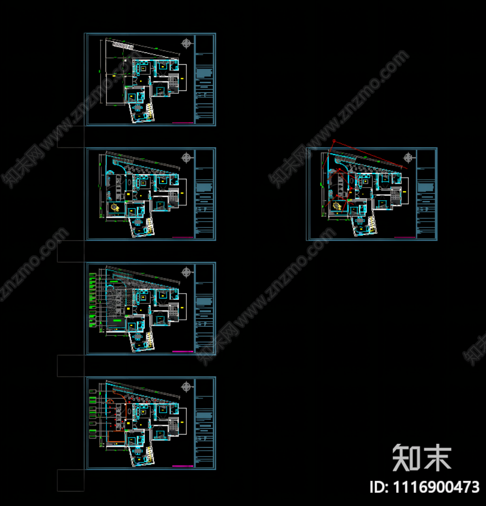 新中式庭院方案施工图cad施工图下载【ID:1116900473】