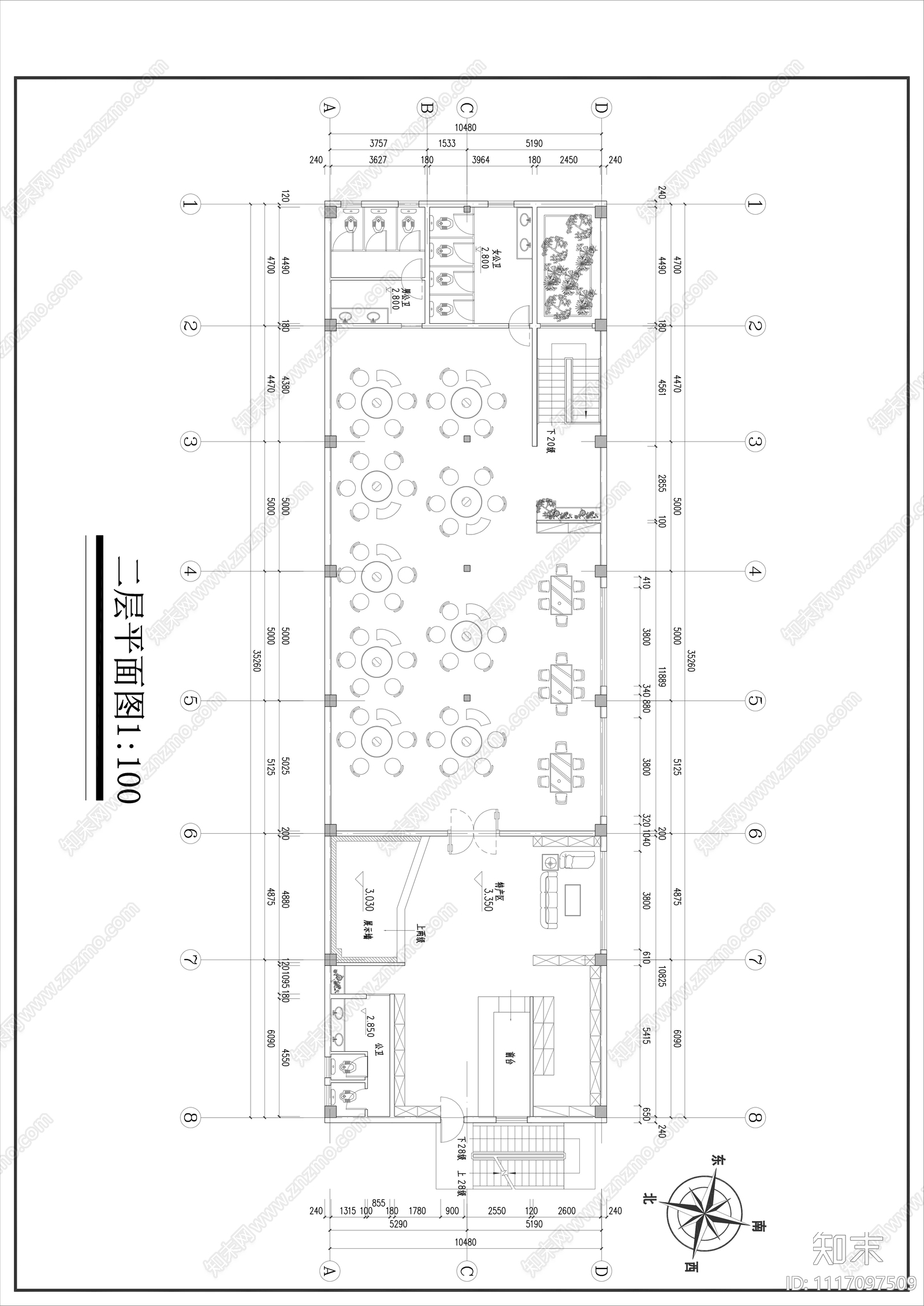 农家乐餐饮空间平面图施工图cad施工图下载【ID:1117097509】