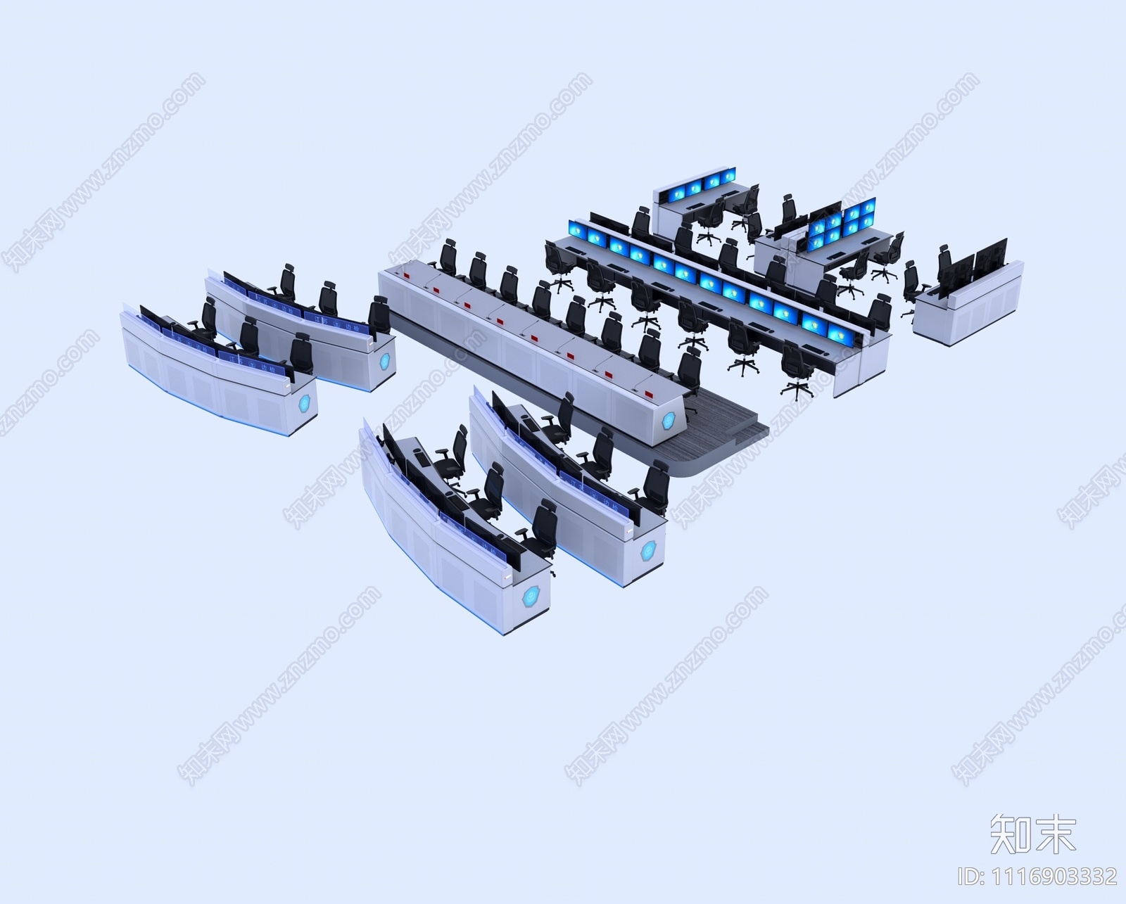 现代指挥中心指挥台3D模型下载【ID:1116903332】