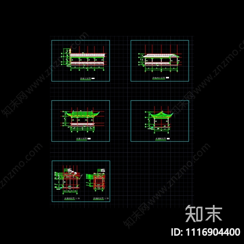 古建廊桥cad施工图下载【ID:1116904400】