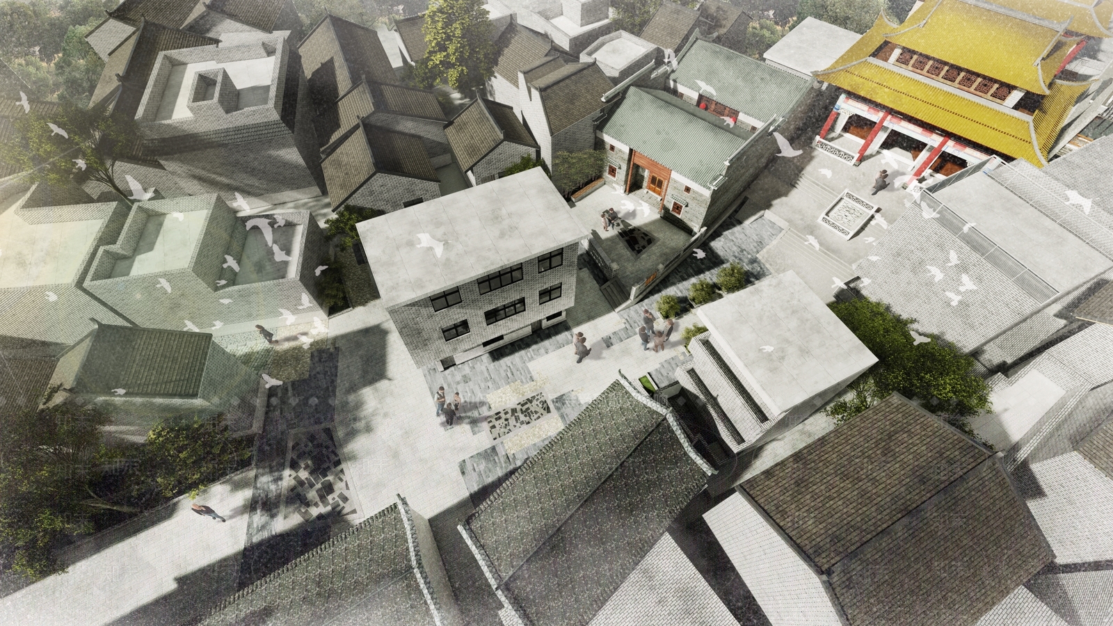 新中式古建筑SU模型下载【ID:1117055327】