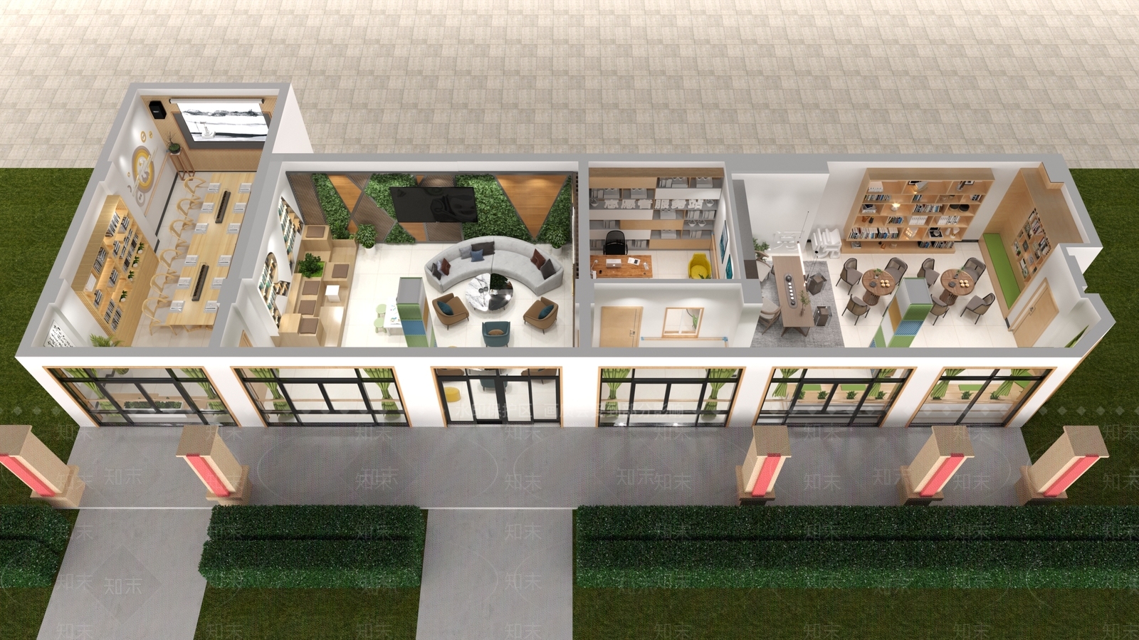 现代养老活动中心3D模型下载【ID:1116914289】