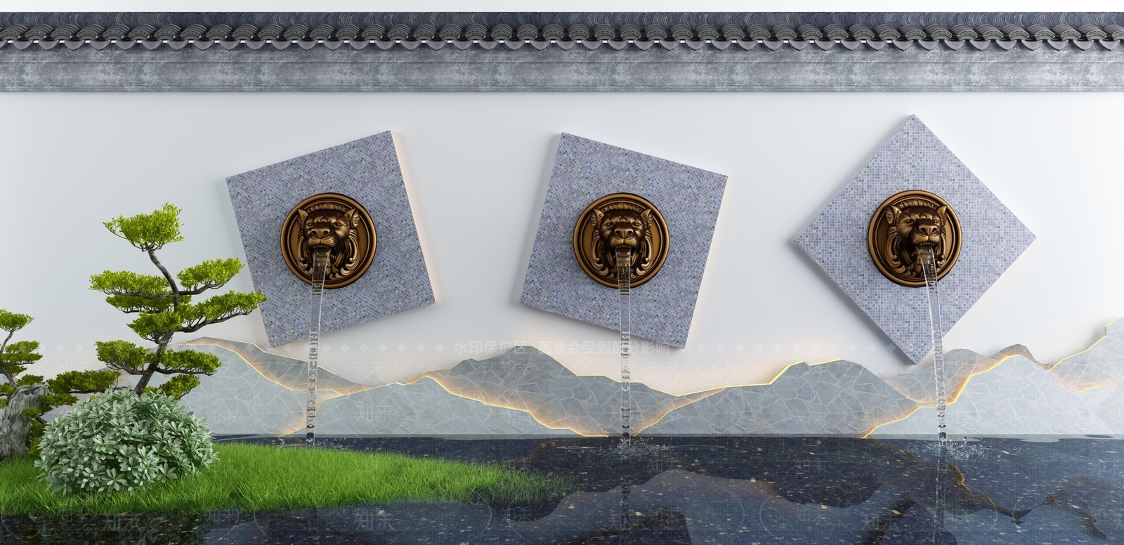 新中式假山水景3D模型下载【ID:1116918694】