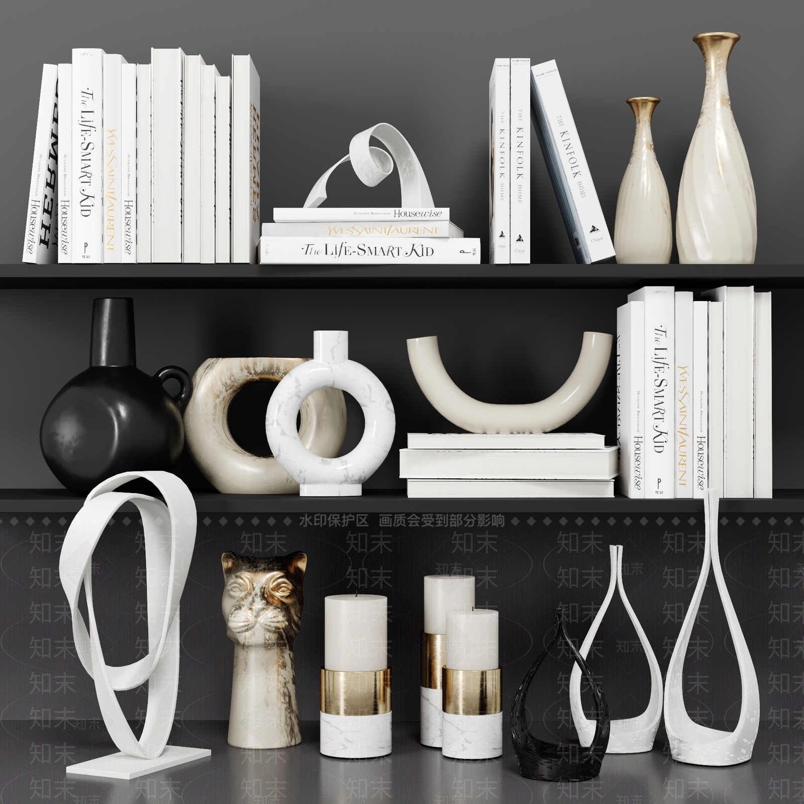 现代书籍雕塑摆件3D模型下载【ID:1116920763】