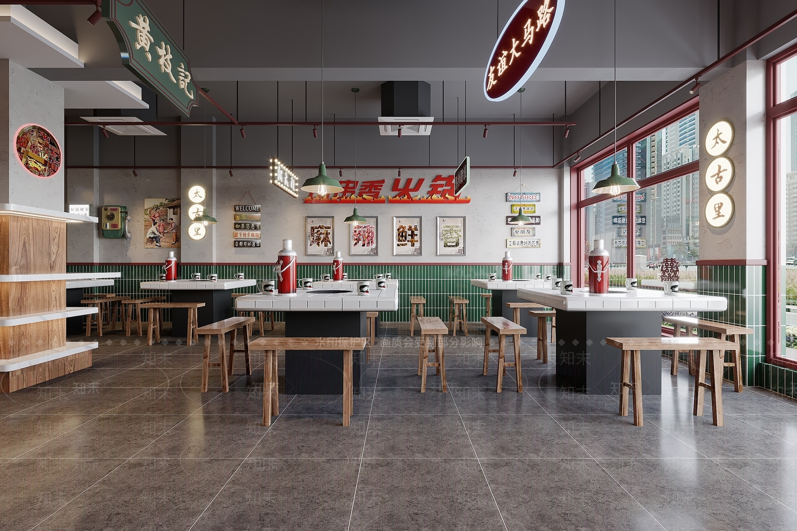现代复古火锅店3D模型下载【ID:1116922037】