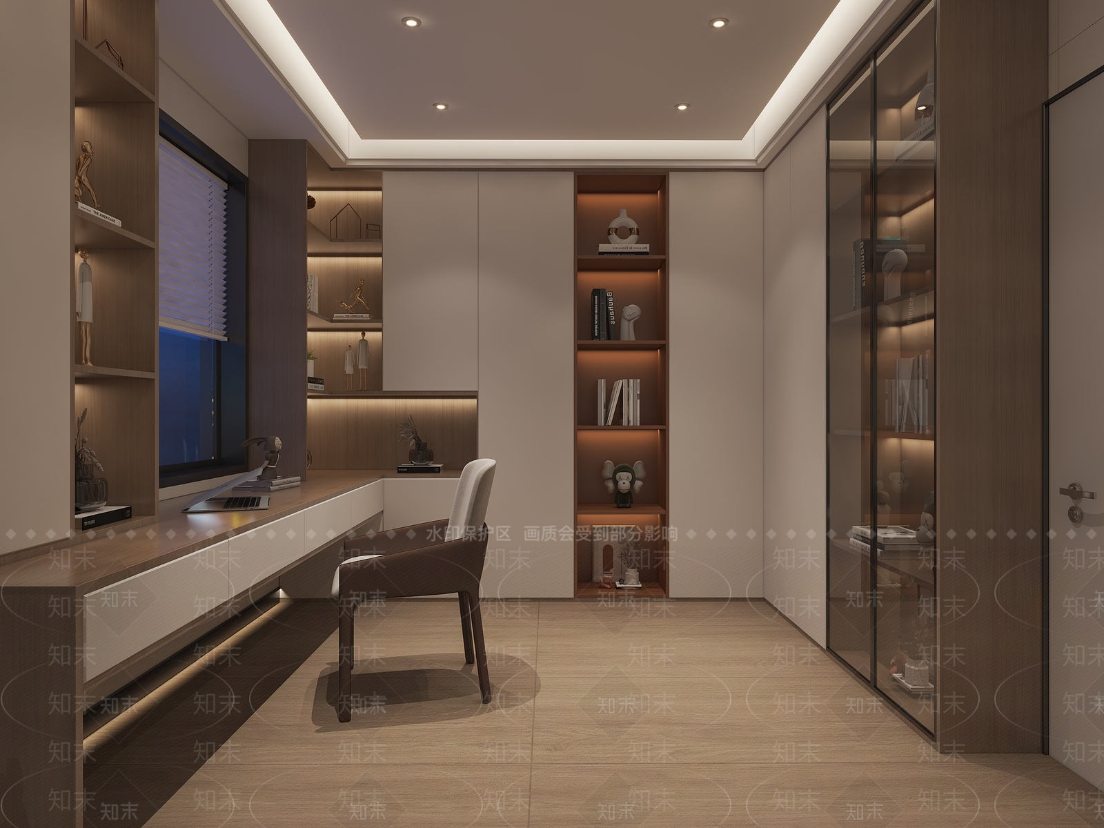 现代简约书房3D模型下载【ID:1116930598】_知末3d模型网