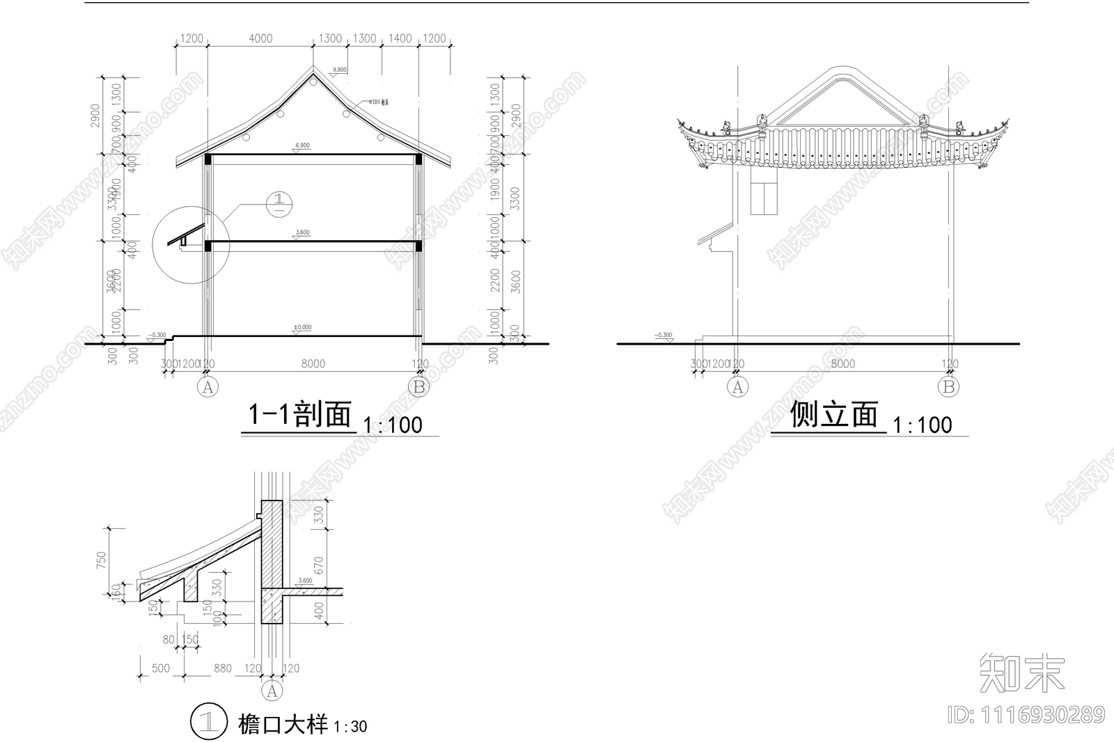 古建筑设计立面图施工图施工图下载【ID:1116930289】