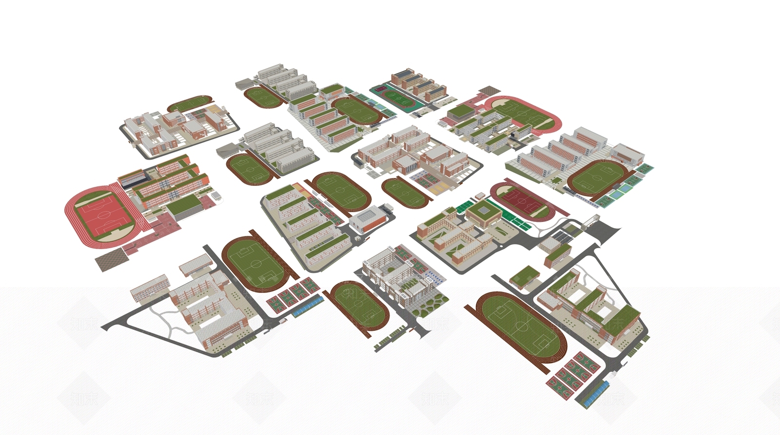 学校建筑SU模型精品下载_SketchUp模型_知末网