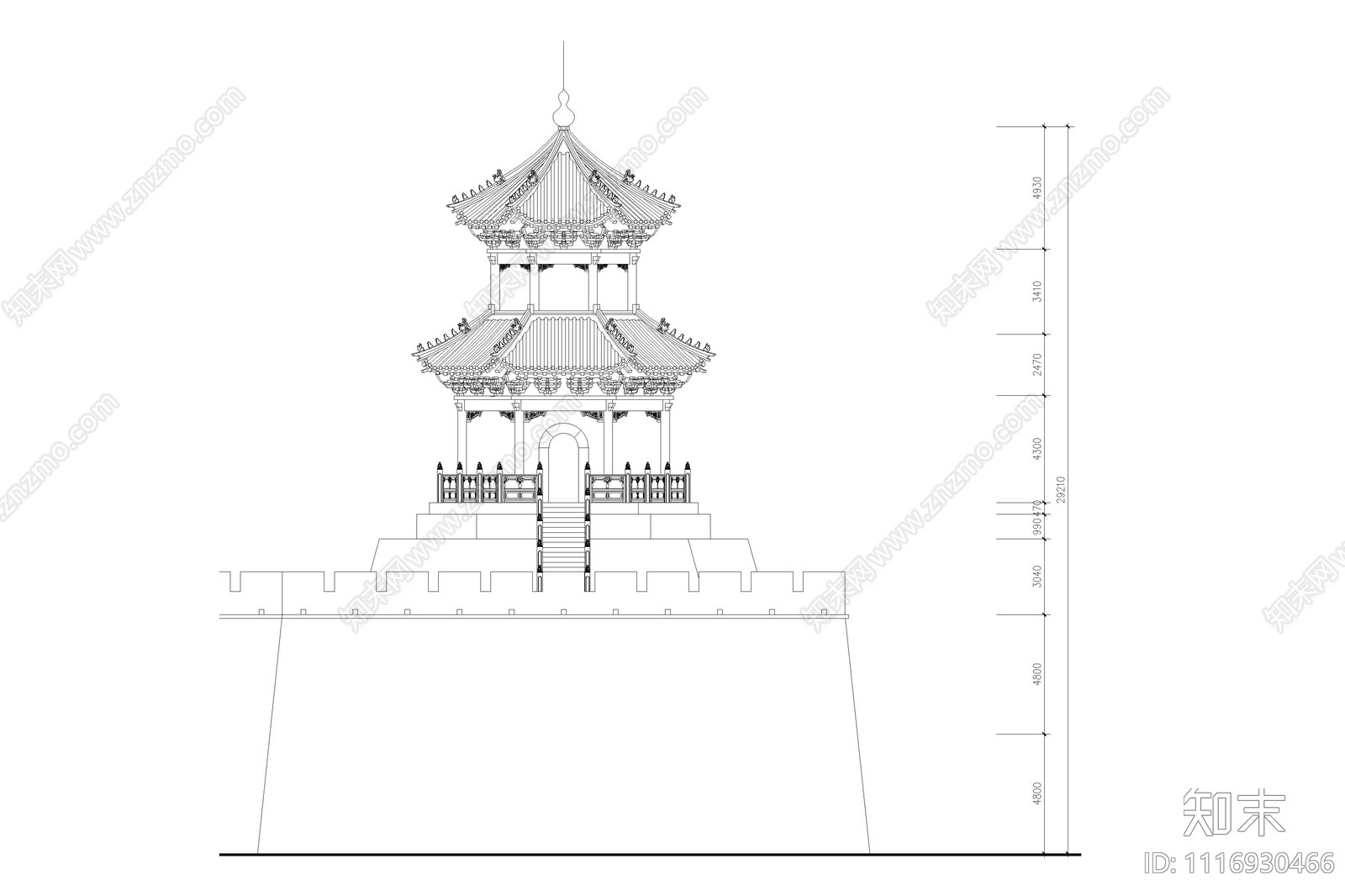 古代建筑立面图施工图施工图下载【ID:1116930466】