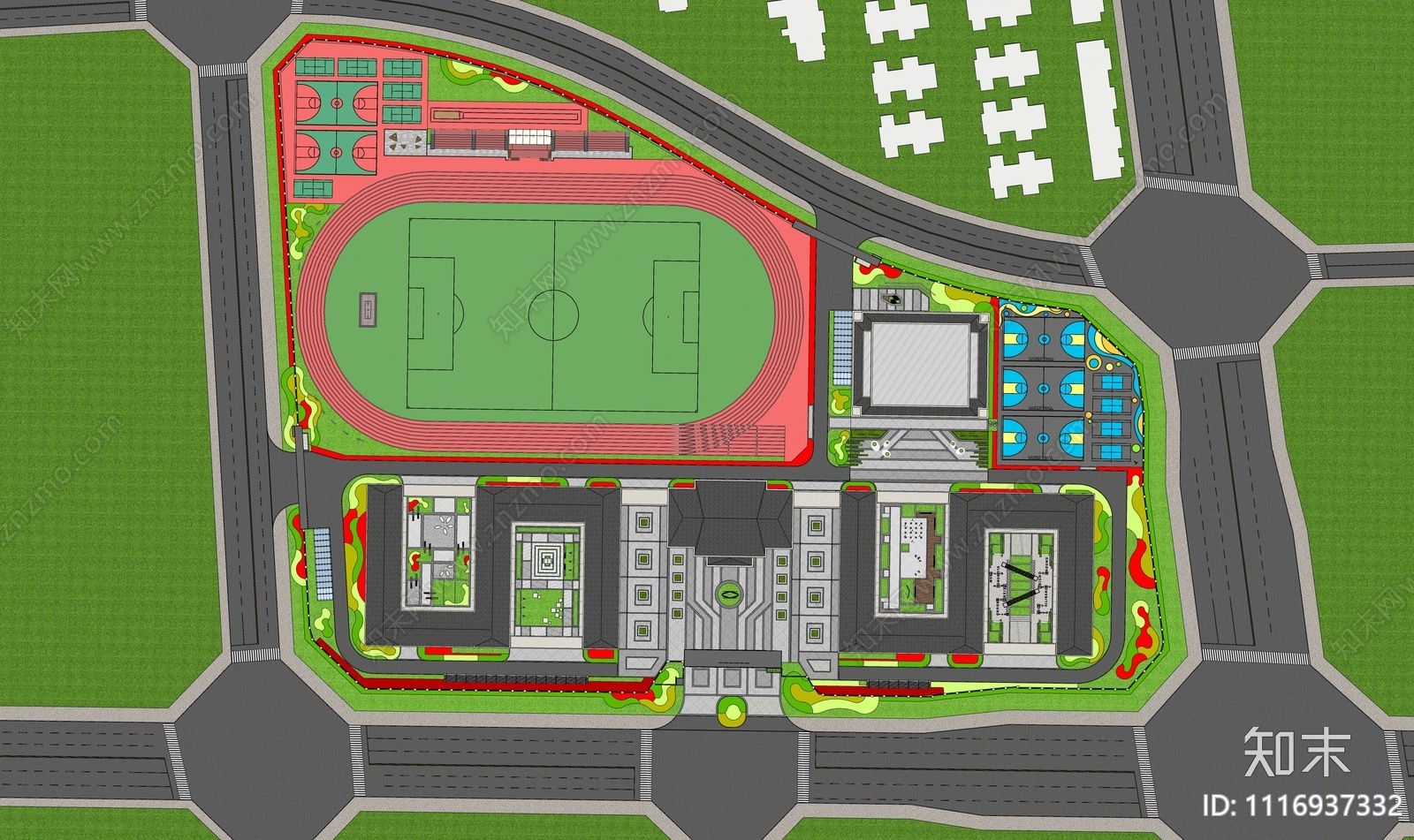 现代高新实验学校SU模型下载【ID:1116937332】