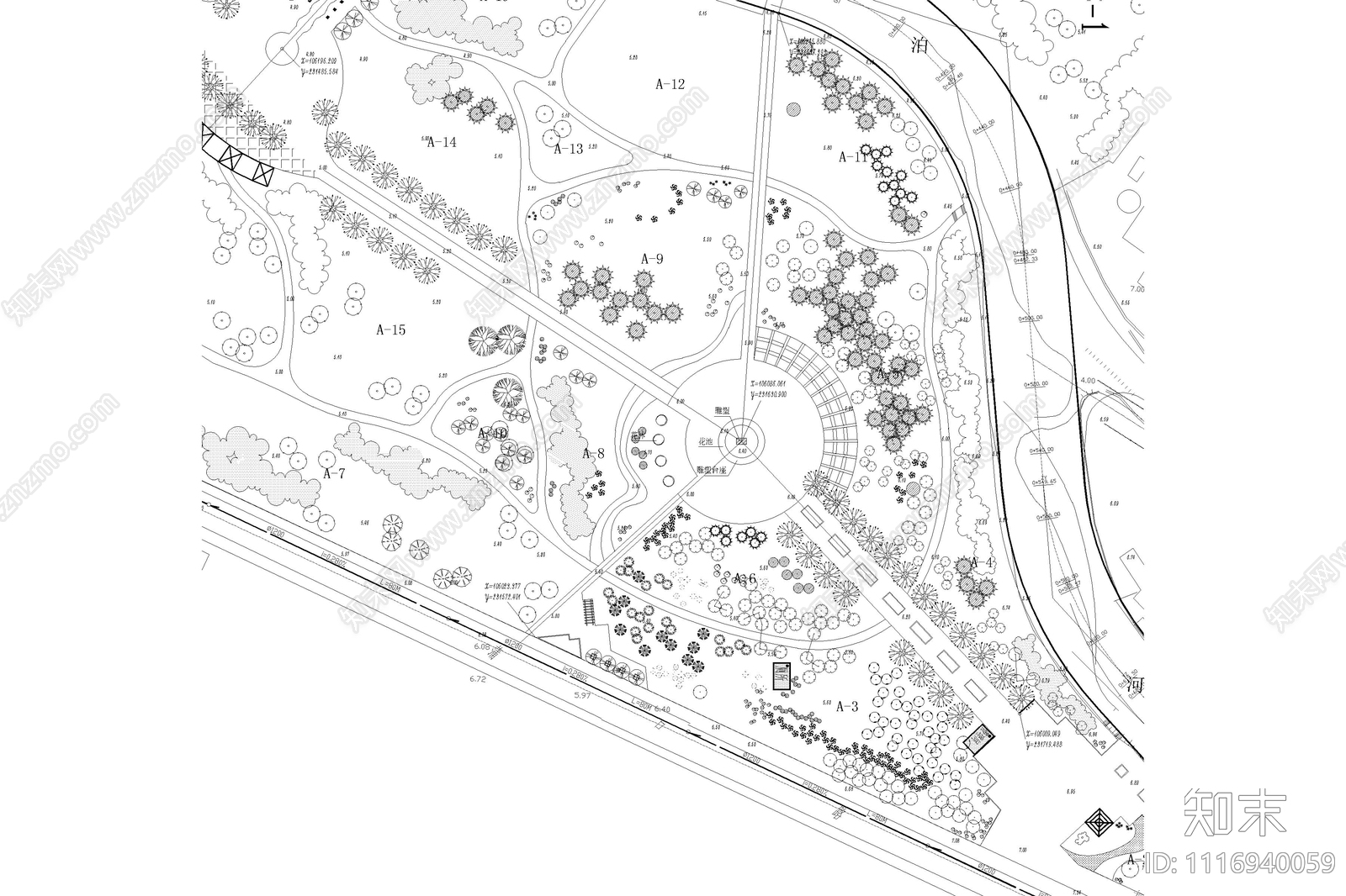 公园景观植物配置图施工图施工图下载【ID:1116940059】