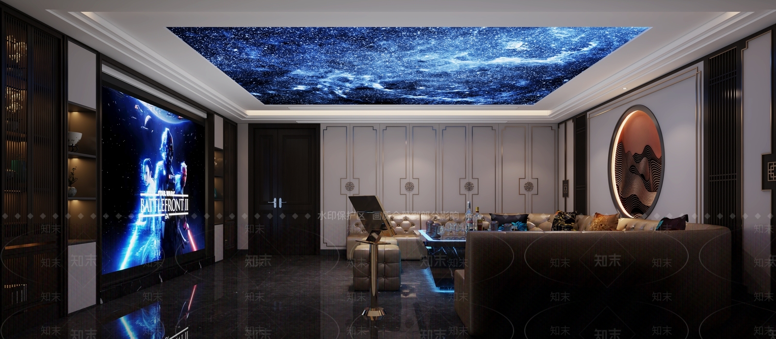 新中式家居影音室3D模型下载【ID:1116940438】