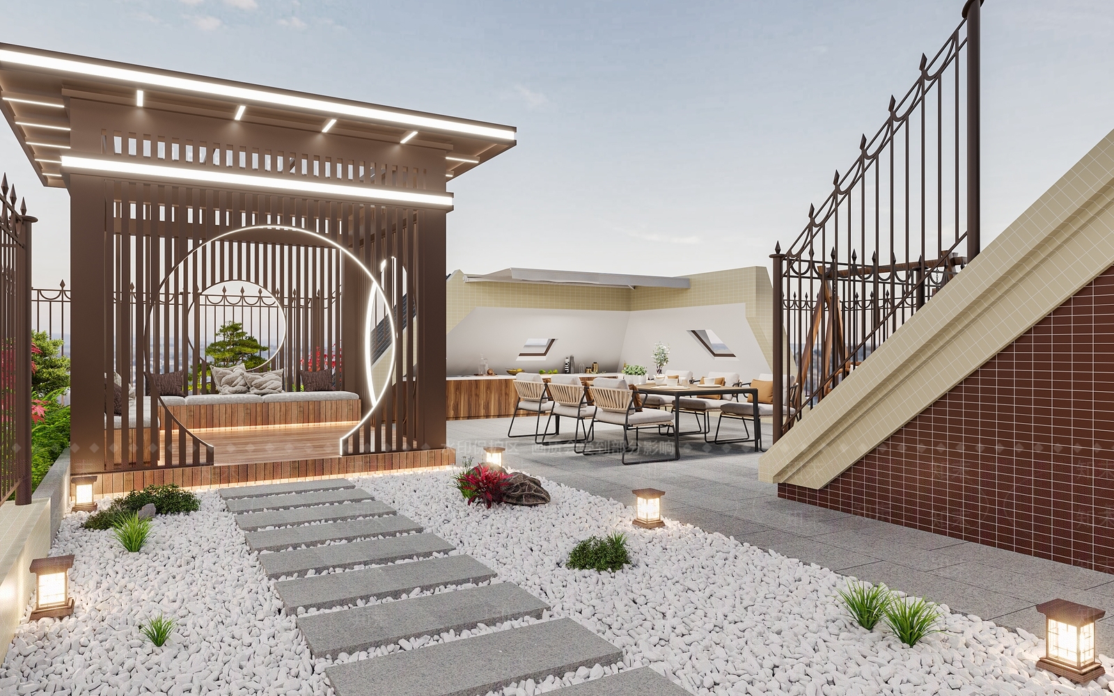 新中式楼顶花园3D模型下载【ID:1116947853】