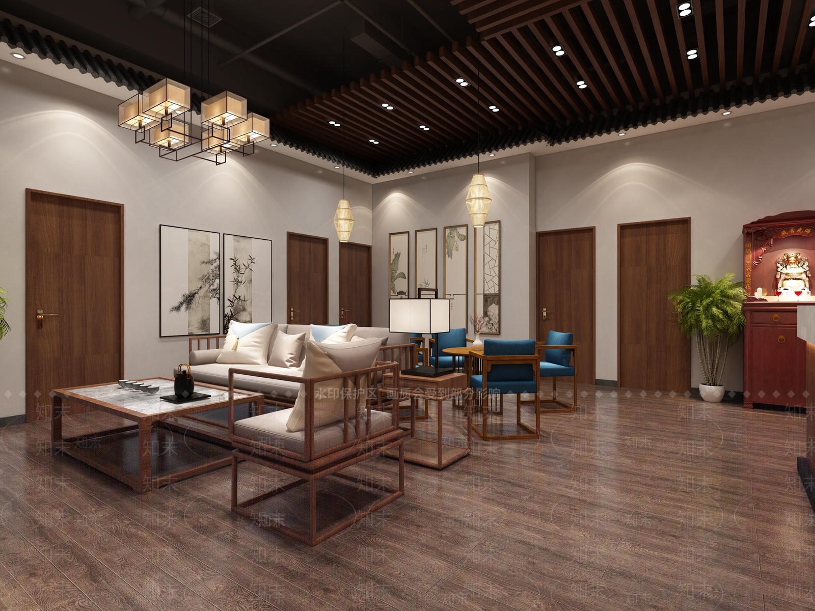 中式茶馆3D模型下载【ID:1116948354】
