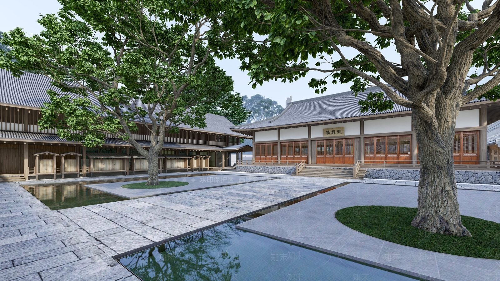 中式寺庙建筑SU模型下载【ID:1116948996】