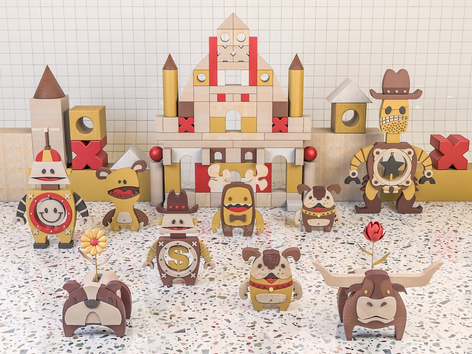 卡通儿童积木3D模型下载【ID:1116951164】