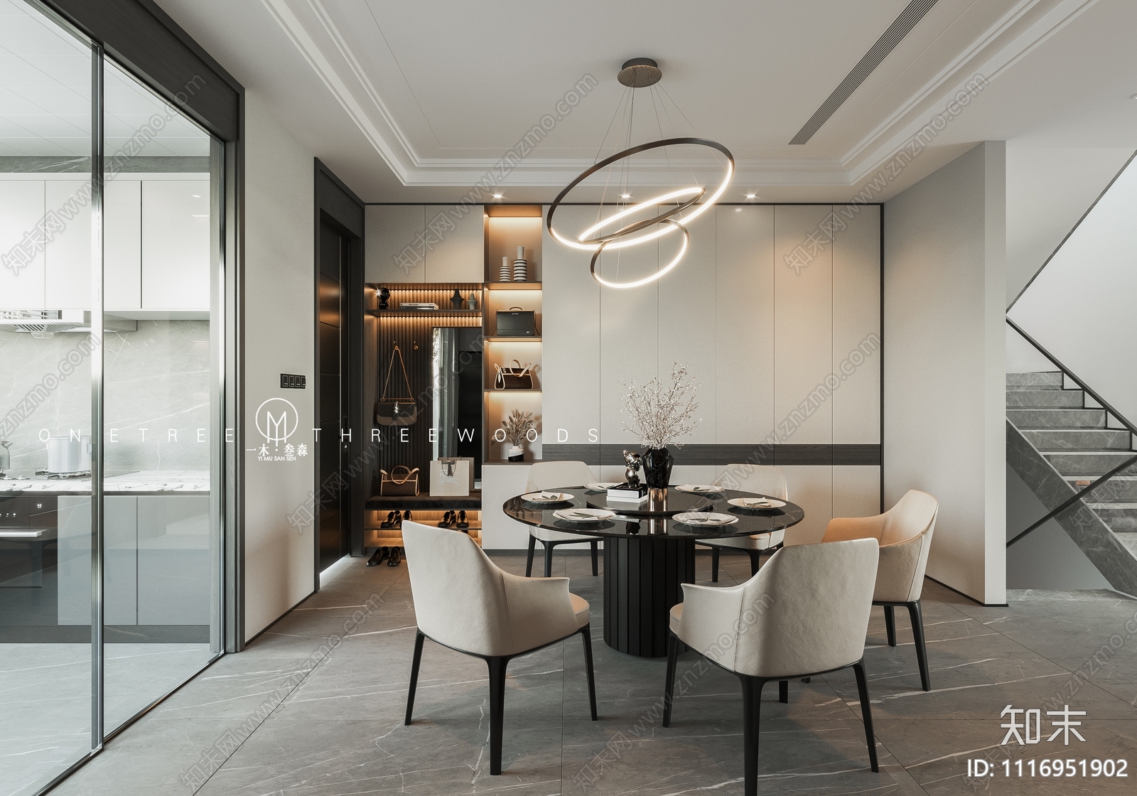 现代室内住宅空间施工图效果图施工图下载【ID:1116951902】