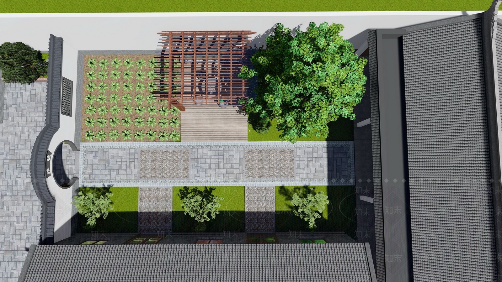 新中式乡村庭院SU模型下载【ID:1116956645】