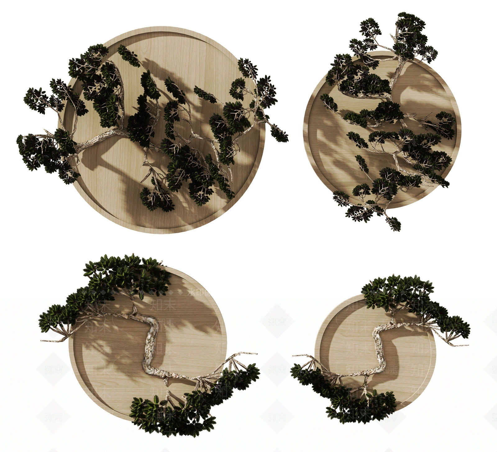 新中式植物墙饰挂件3D模型下载【ID:1116974677】