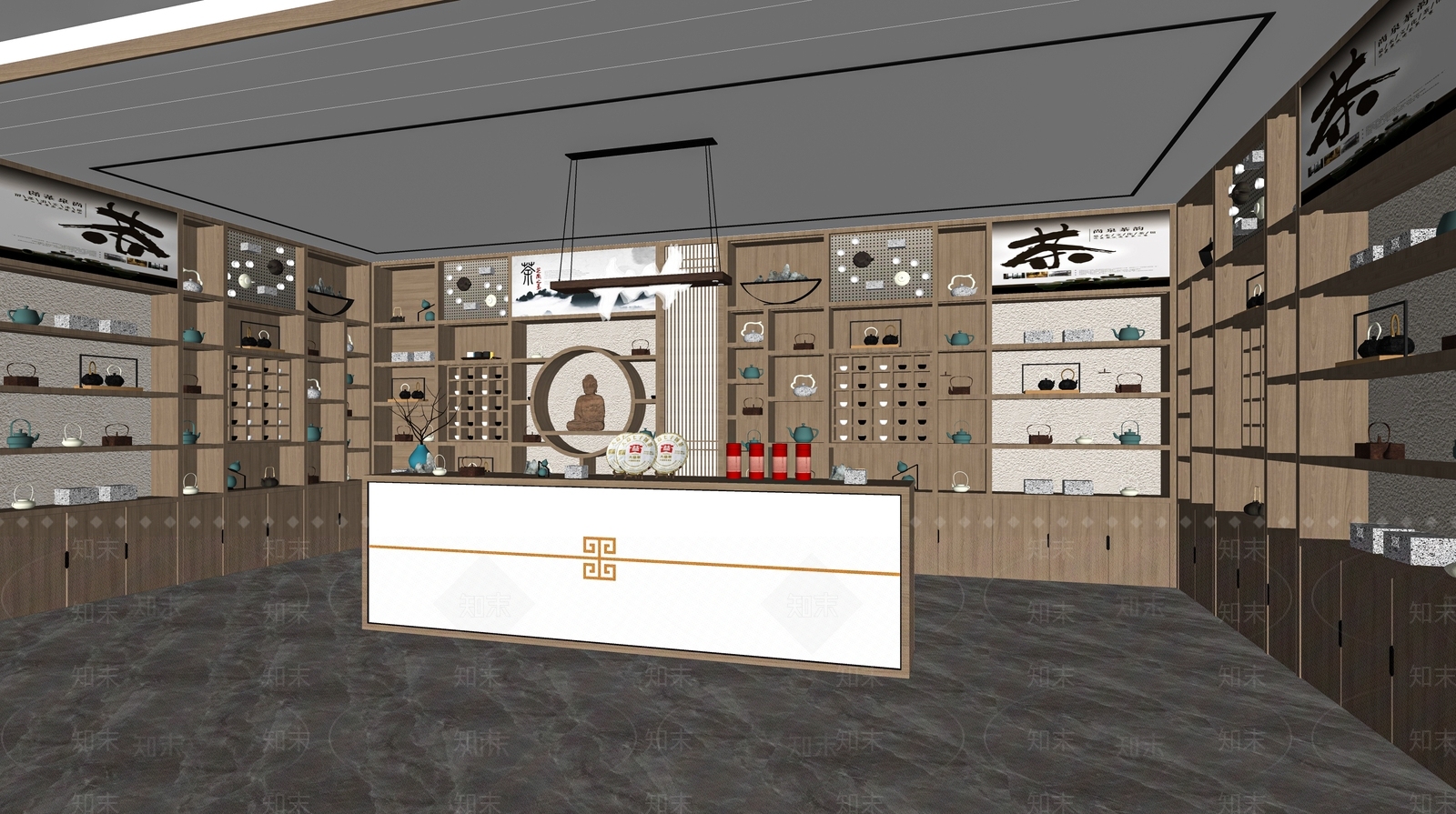 新中式茶叶店SU模型下载【ID:1116981950】