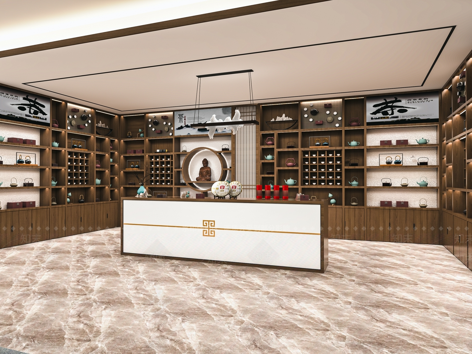 新中式茶叶店SU模型下载【ID:1116981950】