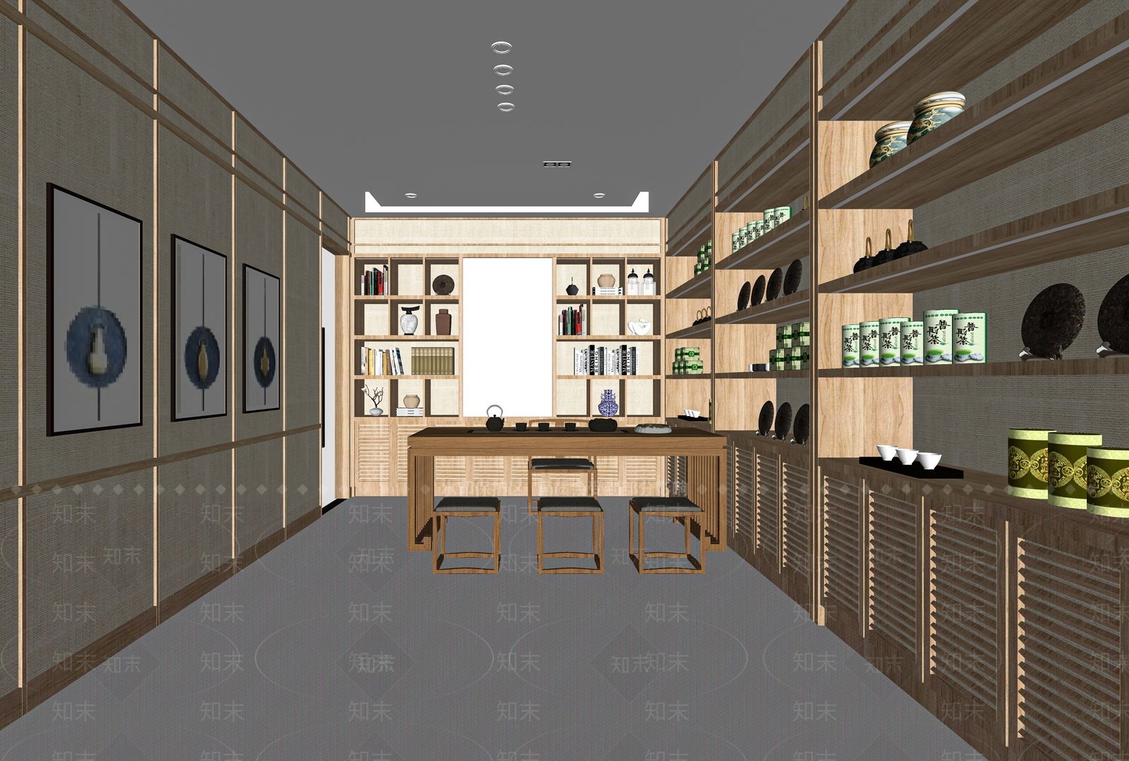 新中式茶叶店SU模型下载【ID:1116979877】