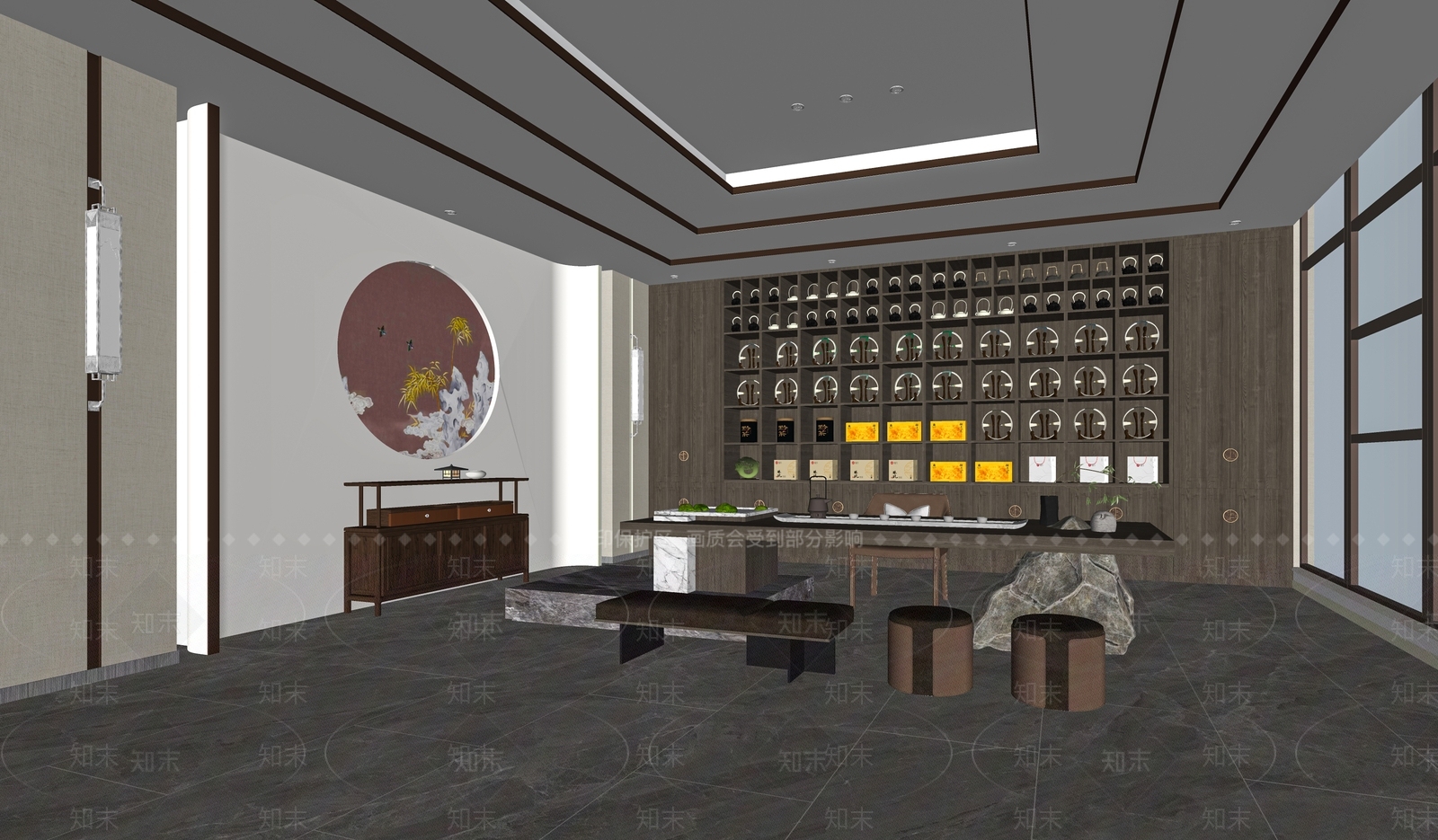 新中式茶叶店SU模型下载【ID:1116979863】