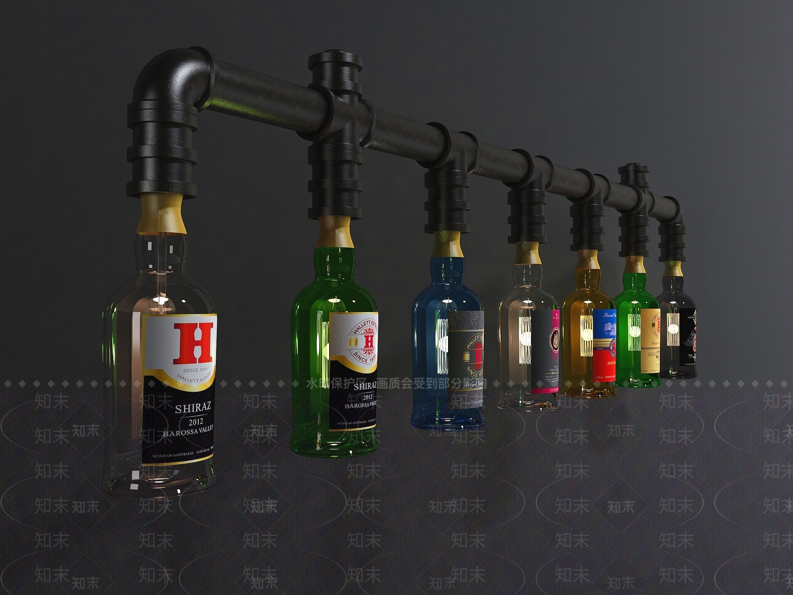 现代酒瓶吊灯3D模型下载【ID:1116981401】