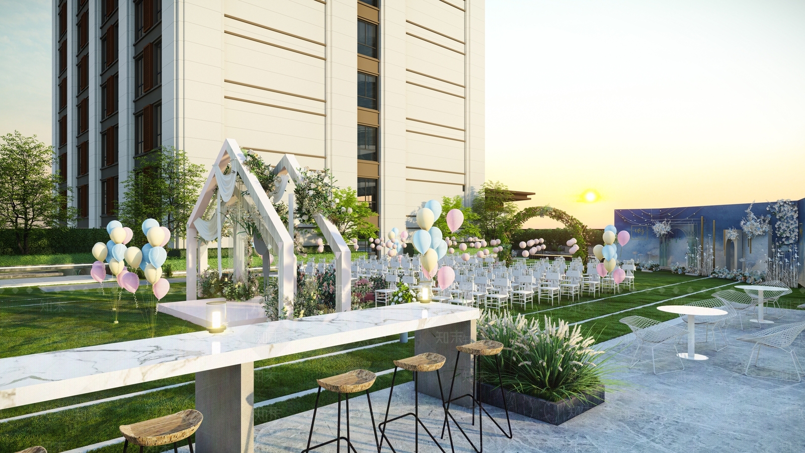 现代婚礼草坪SU模型下载【ID:1118156832】