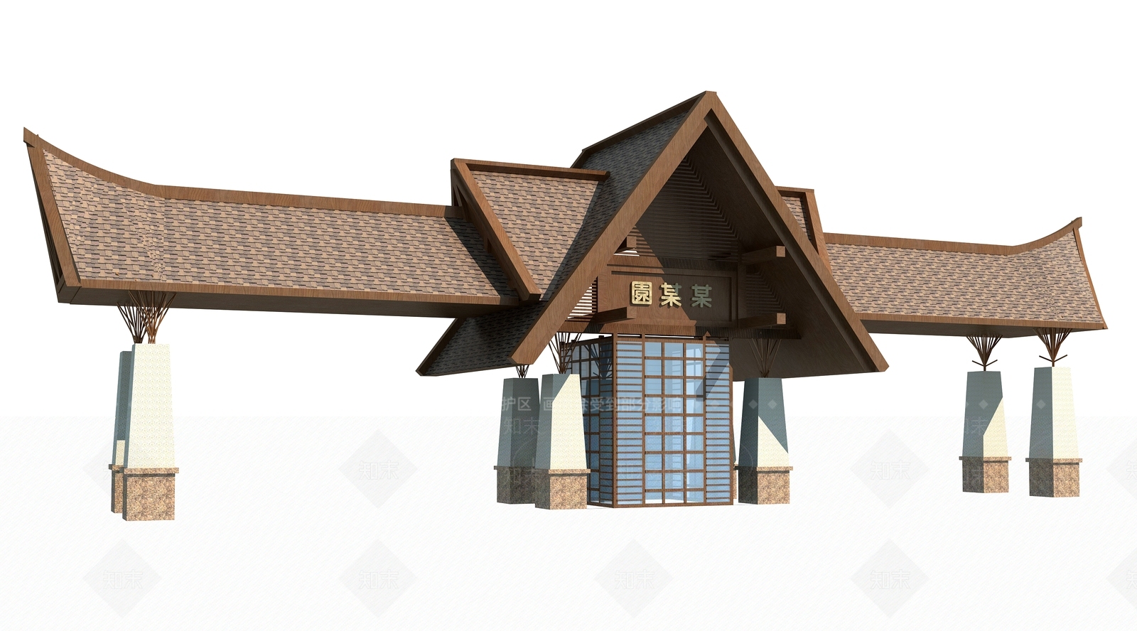 现代入口大门3D模型下载【ID:1116982578】