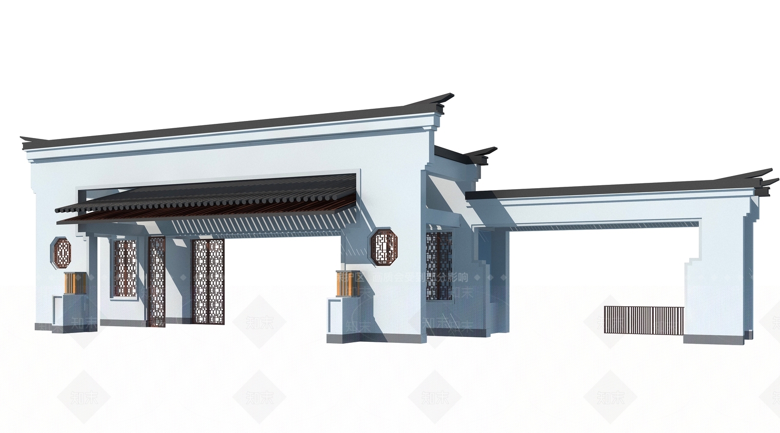 新中式入口大门3D模型下载【ID:1116982779】
