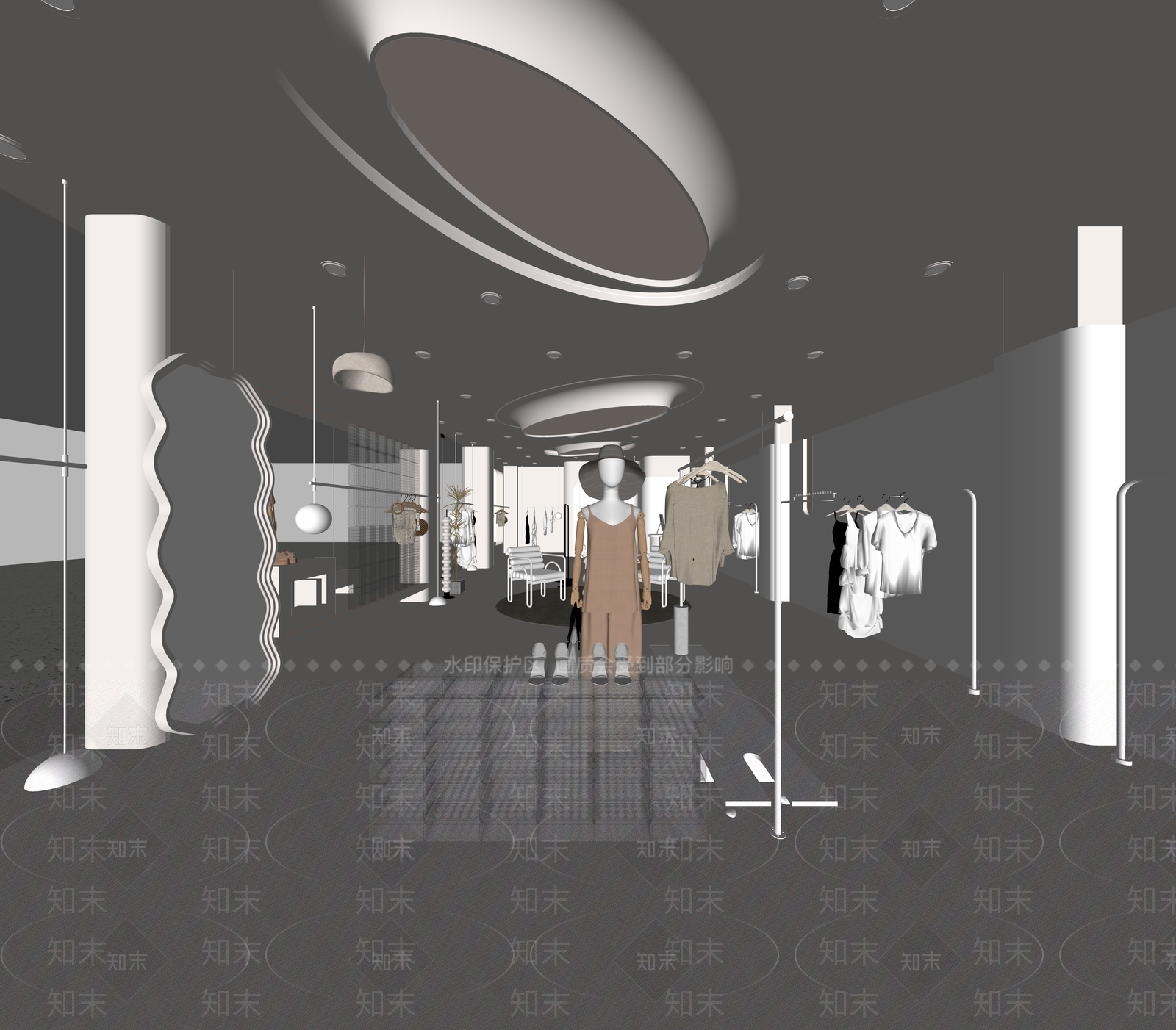 现代女装服装店SU模型下载【ID:1116993653】