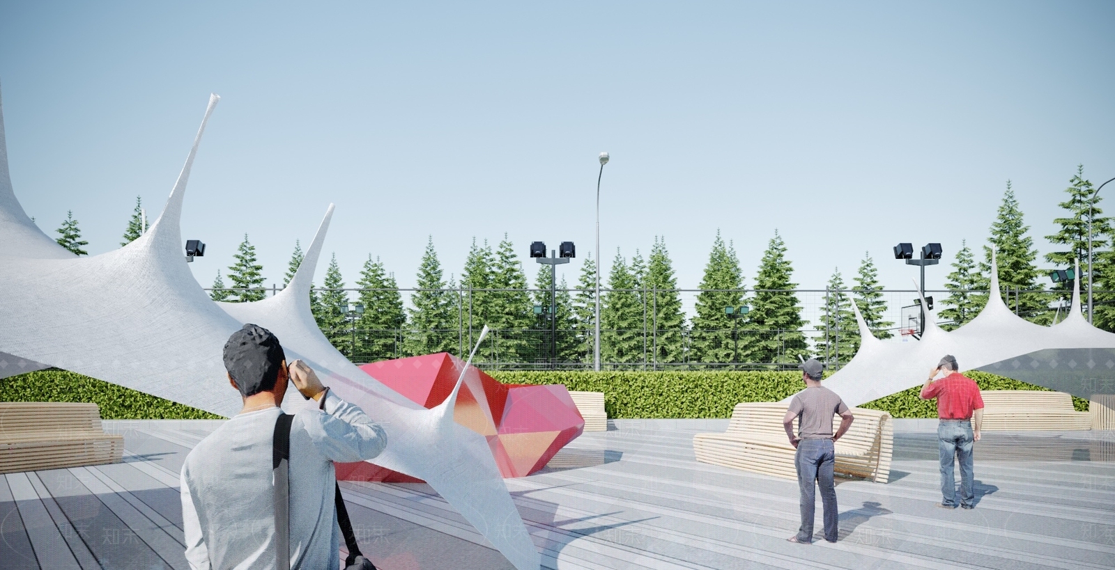 现代张拉膜3D模型下载【ID:1116994624】