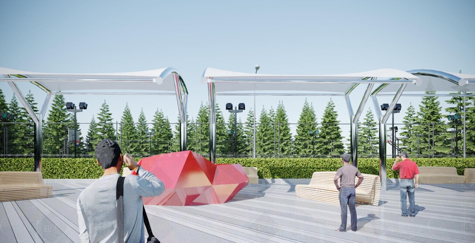 现代张拉膜3D模型下载【ID:1116996368】