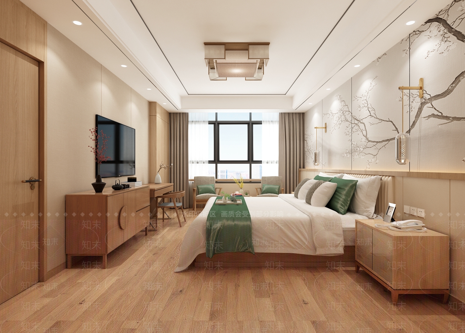 新中式家居卧室3D模型下载【ID:1221471951】