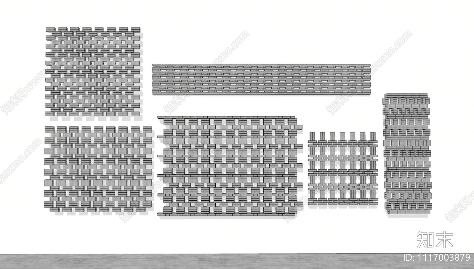现代砖饰墙面板SU模型下载【ID:1117003879】